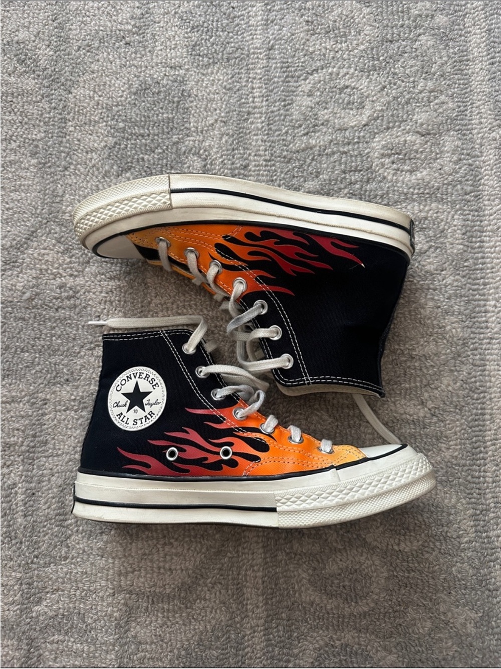 Converse Chuck 70 Hi Fire Flames Black High-Top Sneakers | Men’s 4.5